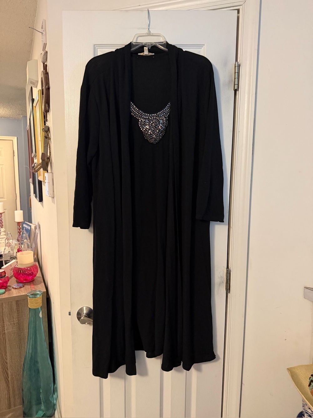 Haani Woman Black Knit Dress with Silver Beaded Detail
